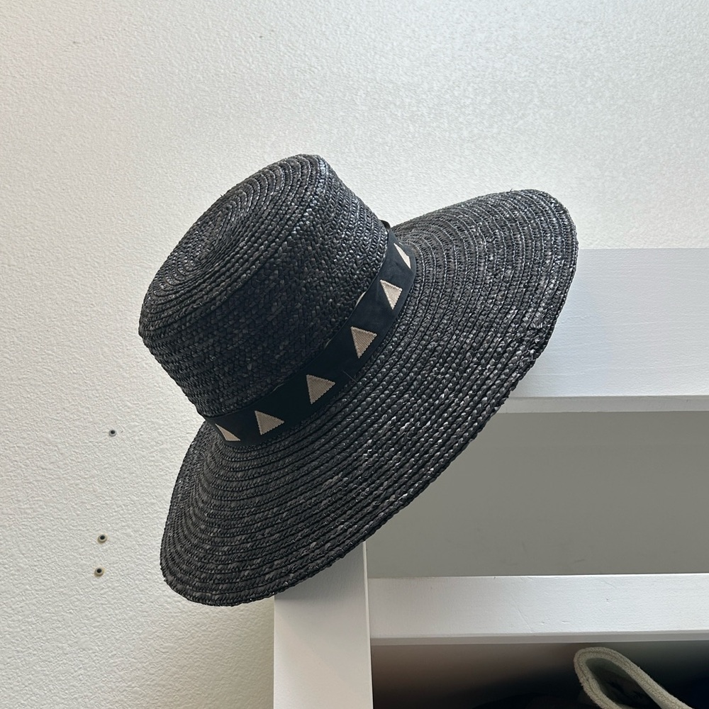 GIGI PIP Black Jolie Woven Straw Hat with Triangle Accent Band